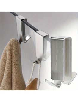 Power land Towel hooks of metal 4pcs Sleek Stainless Steel Towel Hooks for Bathroom - Easy Install, No-Drill, Over-the-Glass Design, Perfect for Contemporary Home Decor, Towel Holder for Bathroom