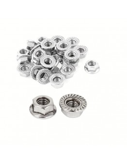 HISHARK Metal hardware, namely, nuts 30pcs M6 X 1mm Thread Serrated Flange Metric Hex Lock Nuts