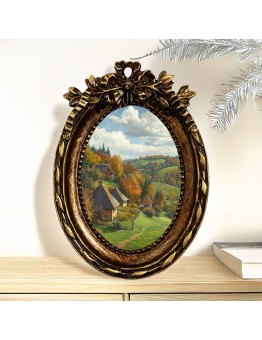 Mangobaby Picture Frames Vintage Style Resin Picture Frame, Embossed Butterfly Knot Carving, Varnished Finish, Lightweight Tabletop Display, Single Photo Orientation, Love Theme Oval Frame