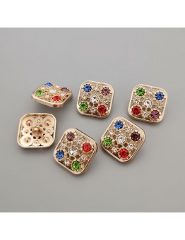 Luckshark Buttons 8-Pack High-End Retro Hollow Colored Crystal Diamond Hand-Sewn Buttons Square Metal Buckles Suitable for Sweater Knitting Decoration Diamond Clothing Accessories Handmade Buckles