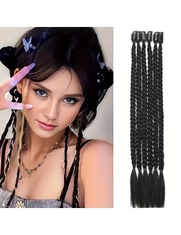 Prettygulf Braids Odorless Clip-In Synthetic Hair Extensions, Soft Braided Ponytail - Tangle-Free BB Clip Box Braids, Senegalese Twist, Passion, Twist Braids for Women 6pcs 