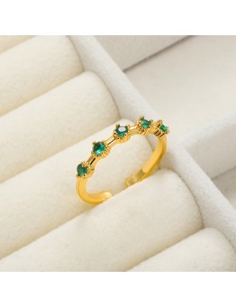 Chicat Jewelry rings Simple Brilliant Golden Copper Ring With Green Zirconia, Geometric Open Ring, Exquisite Men's Accessory Jewelry, For Daily Wear For Banquet Party Holiday Birthday Anniversary Gift