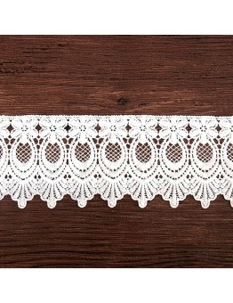 Superchoiece Lace 15 Yards White Lace Trim, 7.5cm Width, Water-Soluble Embroidered Hollow-Out Floral Edge for Cuffs, Clothing, Curtains - Fabric Material