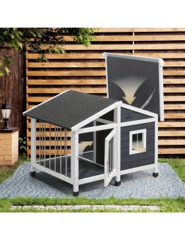 Okpanda Dog kennels Wooden Pet Dog Kennel Awning Cabin Log Box Home Dog Cage Timber House