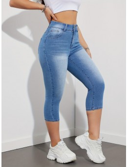 Jellykoala Jeans Women's Stretch Denim Capri Jeans - Mid-Rise, Slim Fit with Metal Chain Detail, Rayon Blend for Spring/Fall M SIZE