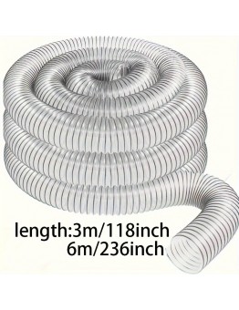 Ourlife Flexible tubes of plastic Transparent Stainless Steel Wire Duct, 100mm Inner Diameter, Extendable 3/6m - Ideal for Industrial & Woodworking Vacuum Systems, Exhaust Ventilation