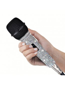 Music beaver Microphones Dynamic Metal Handheld Microphone - Rhinestone Decorated, 16.4 Ft XLR Cable, Ideal for Singing, Eid Al-Adha Mubarak Gift