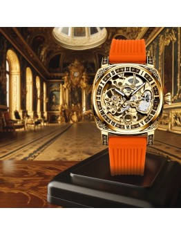 Mytheart Watches Men's Golden Orange Hollow Automatic Mechanical Watch