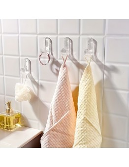 TOPRINCE Towel Metal Wall Mounted 3pcs Acrylic Transparent Hooks - Easy Install, No-Drill Adhesive Wall Hangers for Dorms & Home Decor