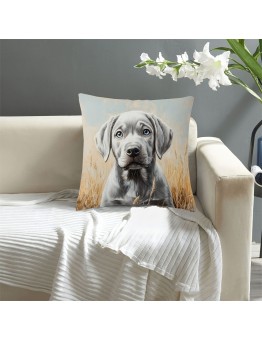 Zooearth Cushions Vintage Style Double-Sided Silver Labrador Throw Pillow , 45.72x45.72 cm, Short Plush, Machine Washable, Zipper Closure, Woven Polyester, Decorative Cushion Case for Home, Office, Car