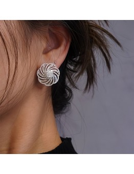 Chicstar Ear studs A Pair Of Elegant And Luxurious Earrings For Ladies, Exquisitely Embedded With Sparkling Zirconia Flower-shaped Earrings, Perfect For Weddings, Engagements, Banquets, And Valentine's Day Gifts