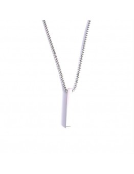 Owlland Necklaces Steel Rectangle Bar Pendant Necklace Men's Hip Hop Versatile Sweater Chain Accessory