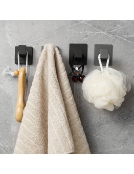 Eveagle Towel hooks of metal 5PCS Bath Towel Hooks Matte Black, Stainless Steel Robe Coat and Clothes Hook, Heavy Duty Wall Hook for Bathroom & Kitchen, Modern Square Style Wall Mounted (Black)