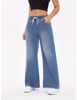 Heyouth Jeans Loose Straight Leg Jeans With Multi Pockets, Casual Versatile Denim Pants For Women, Women's Clothing & Denim xl size