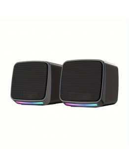 Pyramideer Wireless speakers Computer Speakers, Mini Speaker with Cool Lights and Stereo Sound 6W USB Powered 3.5 mm AUX-in Portable Speaker for Computer, Laptop, Notebook, Desktop (Black) 2pcs